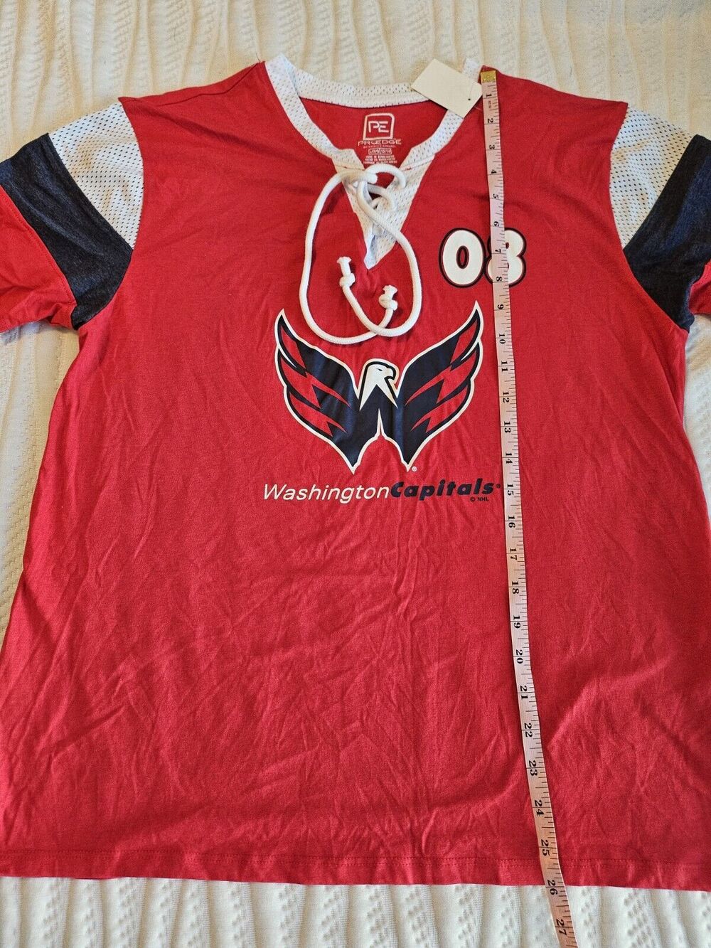 NHL Washington Capitals Youth Kid Red Hockey Shirt # 08 Large 12/14 Ovechkin